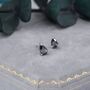 Sterling Silver Mystic Black Droplet Stud Earrings, thumbnail 3 of 9