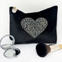 Heart Rhinestone Velvet Make Up Bag Gift For Her, thumbnail 3 of 6