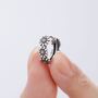 Sterling Silver Oxidised Silver Daisy Flower Chain Huggie Hoop Earrings, thumbnail 2 of 10