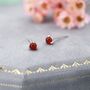 Natural Red Carnelian Stud Earrings In Sterling Silver, thumbnail 4 of 11