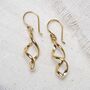 18k Gold Plated Brass Dangly Simple Twist Earrings, thumbnail 3 of 5
