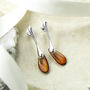 Sterling Silver Contemporary Amber Teardrop Studs, thumbnail 3 of 4