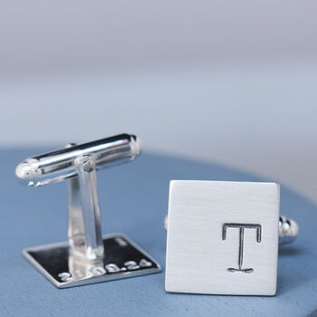 Sterling Silver Initial Cufflinks. Personalised Graduation Cufflinks, 6 of 12