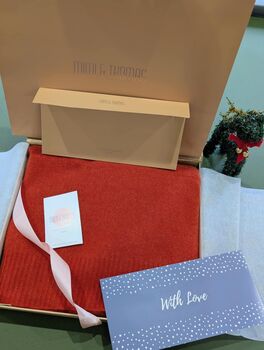Burnt Orange 100% Cashmere Travel Wrap Shawl Gift Boxed, 2 of 10
