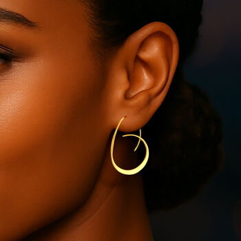 Curled Oval Sterling Silver Hoop Earrings, 4 of 9