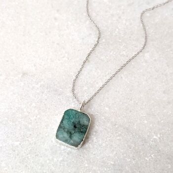 The Rectangle Emerald Necklace, Silver, 3 of 11
