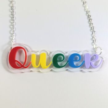 Queer Necklace In Acrylic, Lgtbi Necklace, Rainbow Gift, 3 of 7