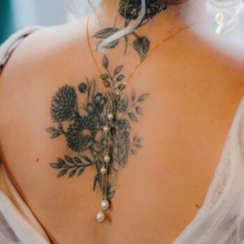 Bridal Teardrop Pearl Lariat Backdrop Necklace, 2 of 12