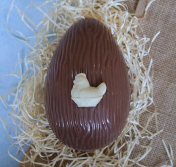 Organic Milk Chocolate Easter Egg With White Chocolate Easter Animal And White Buttons, 2 of 6