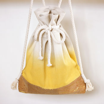 Ombre Denim + Cork Leather Rope Bag, 5 of 6