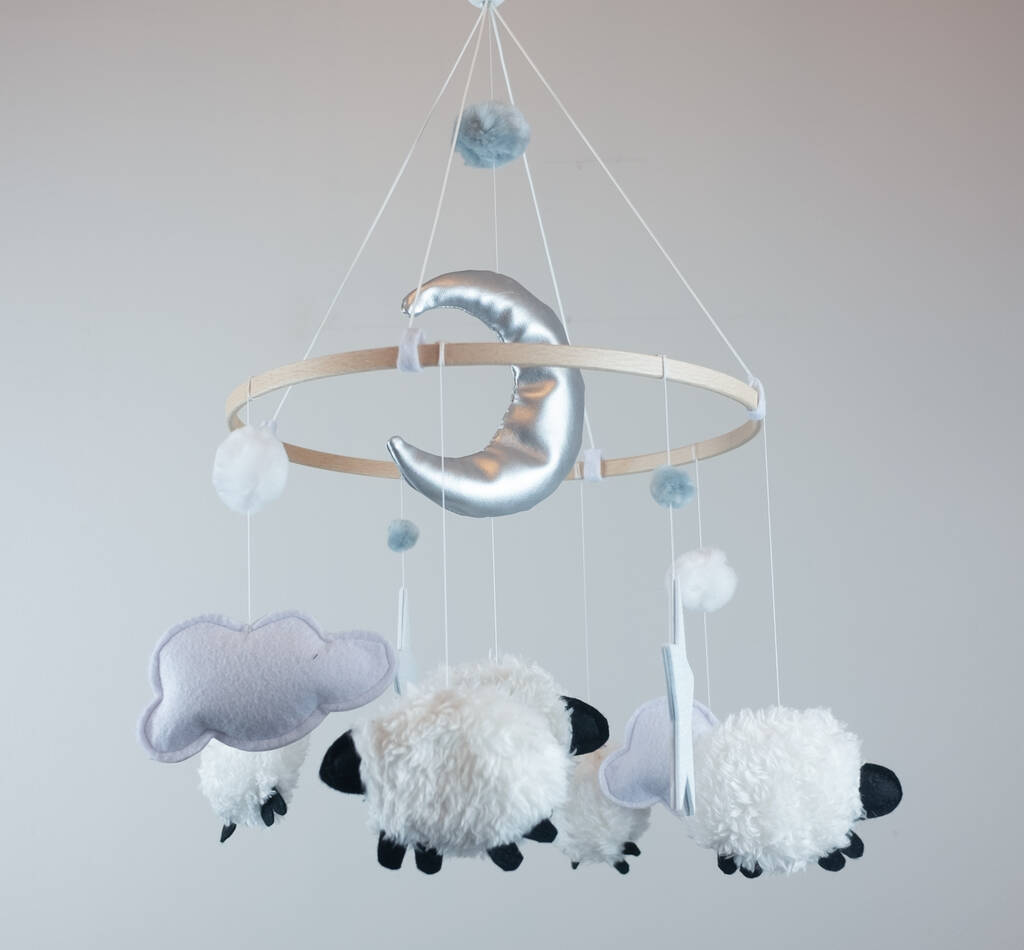 Fluffy Sheep Baby Mobile, 1 of 3