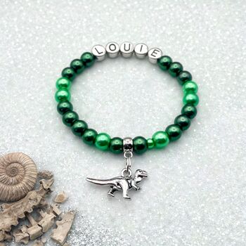 Personalised Dinosaur Bracelet With Name Gift For Kids, 2 of 12