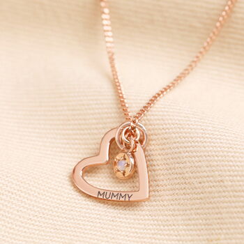 Personalised Heart And Bail Or Star Birthstone Charm Necklace, 5 of 9