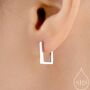 Rectangle Hoop Earrings In Sterling Silver, thumbnail 1 of 11