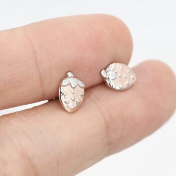 Sterling Silver Strawberry Stud Earrings, 2 of 12