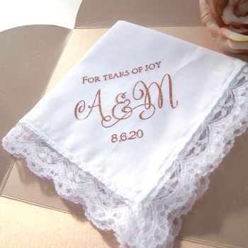 Wedding Handkerchief Ladies Monogram For Tears Of Joy, 4 of 4
