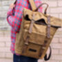 Vintage Style Leather And Canvas Backpack, thumbnail 2 of 12