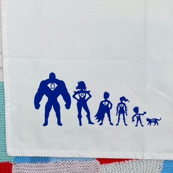 Personalised Tea Towel Superhero Family, 4 of 9