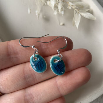 Tiny Turquoise Oval Dangle Earrings, 2 of 7