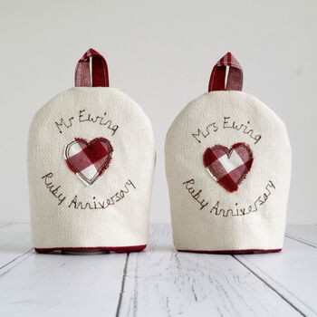 Personalised 40th Ruby Anniversary Egg Cosies Gift, 3 of 11
