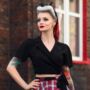 Greta Blouse In Liquorice Black Vintage 1940s Style, thumbnail 1 of 2