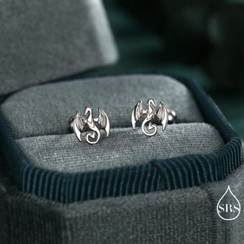 Dragon Screw Back Earrings In Sterling Silver, 3 of 11