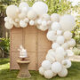 Nude And White Balloon Arch With Paper Fans, thumbnail 1 of 3
