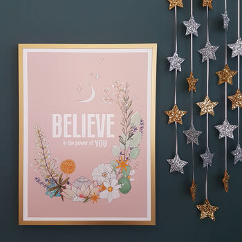 Believe In The Power Of You Floral Affirmation Print, 2 of 5