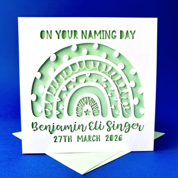 Personalised Rainbow Naming Day Card, 2 of 4