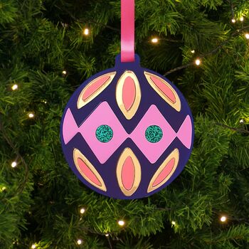 Blue Christmas Tree Bauble Decoration, 2 of 3