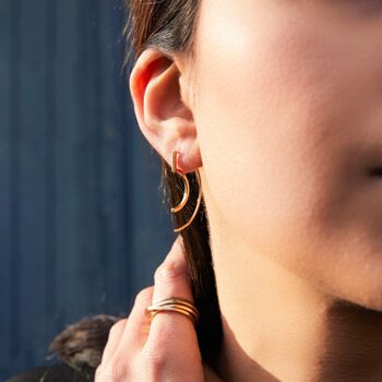 Modern Curved Sterling Silver Drop Earring, 5 of 7
