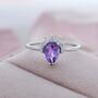 Genuine Pear Cut Amethyst Purple Crown Ring, thumbnail 2 of 11