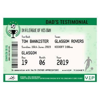 Personalised Football Ticket Print For Dad, 2 of 5