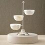 Handmade Three Bowl Marble And Silver Serving Stand, thumbnail 1 of 2
