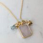 'The Trio' Rose Quartz Necklace, Gold Plated, thumbnail 2 of 11