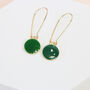 Dainty Emerald Green And Gold Plated Droplet Earrings, thumbnail 4 of 6