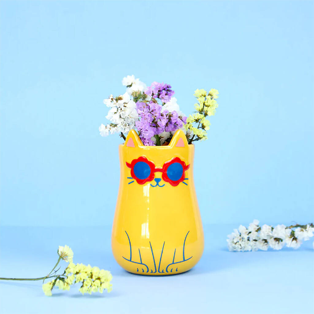 Cool Cat Ceramic Vase Gift, 1 of 3