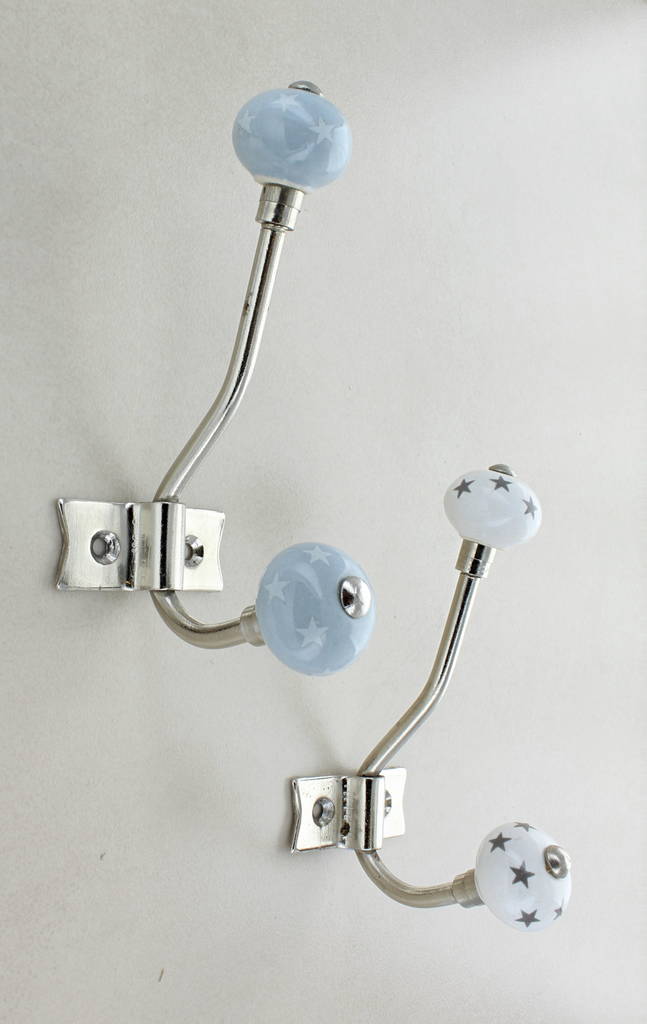 Grey Stars Ceramic Wall Hooks By G Decor