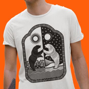 Mens Bear Sun And Moon Design T Shirt, 3 of 7
