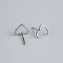 Sterling Silver Heart Outline Stud Earrings, thumbnail 4 of 6