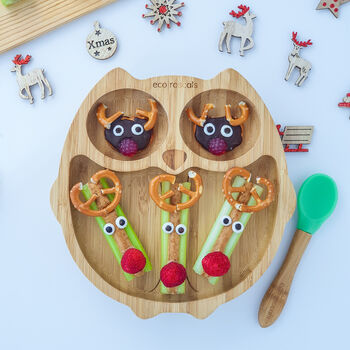 Bamboo Owl Plate With Suction Green, 4 of 4