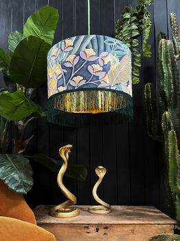 Hawk Moth Lampshade With Gold Lining And Fringing, 2 of 8