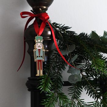 Nutcracker Enamel Christmas Tree Decoration, 4 of 9
