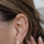 Crystal Baguette Gold Plated Huggie Earrings, thumbnail 4 of 5