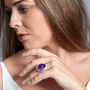 Amethyst Gemstone Chunky Adjustable Ladies Silver Ring, thumbnail 3 of 8