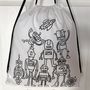 Pump Bag With Robots To Colour In, thumbnail 3 of 7