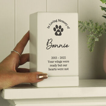 Personalised Pet Memorial Wooden Urn With Paws, 5 of 7