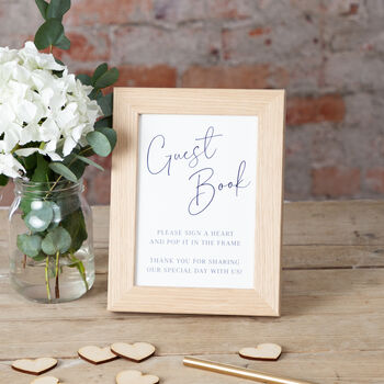 Scattered Hearts Wedding Drop Top Frame Guest Book, 6 of 6