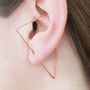Triangle Long Rose Gold Plated Silver Hoop Earrings, thumbnail 1 of 7