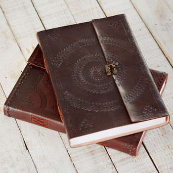 Handcrafted Indra A4 Embossed Leather Journal, 2 of 10